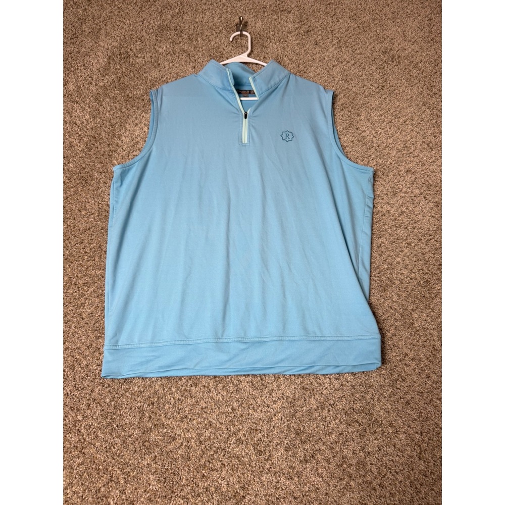 Peter Millar Crown Sport Mens Blue Quarter Zip Golf Vest Sleeveless Pullover L